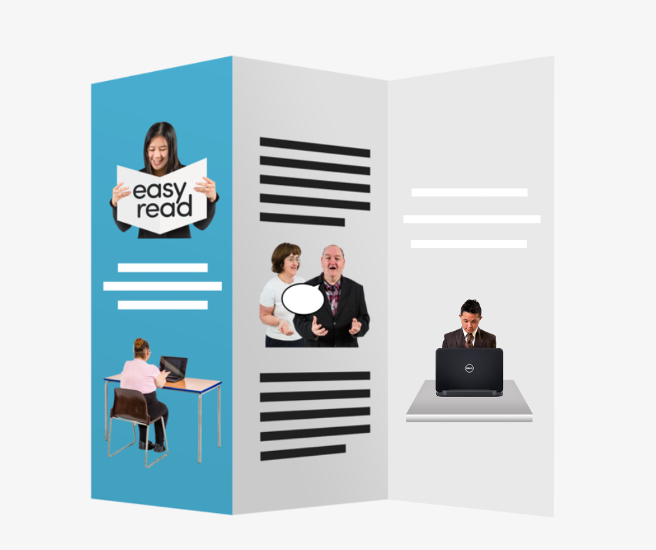 A brochure with easy read or easy English information on it.