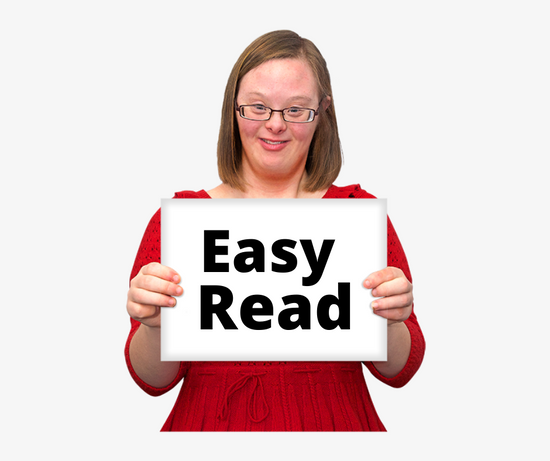 A woman with disability and the words Easy Read.